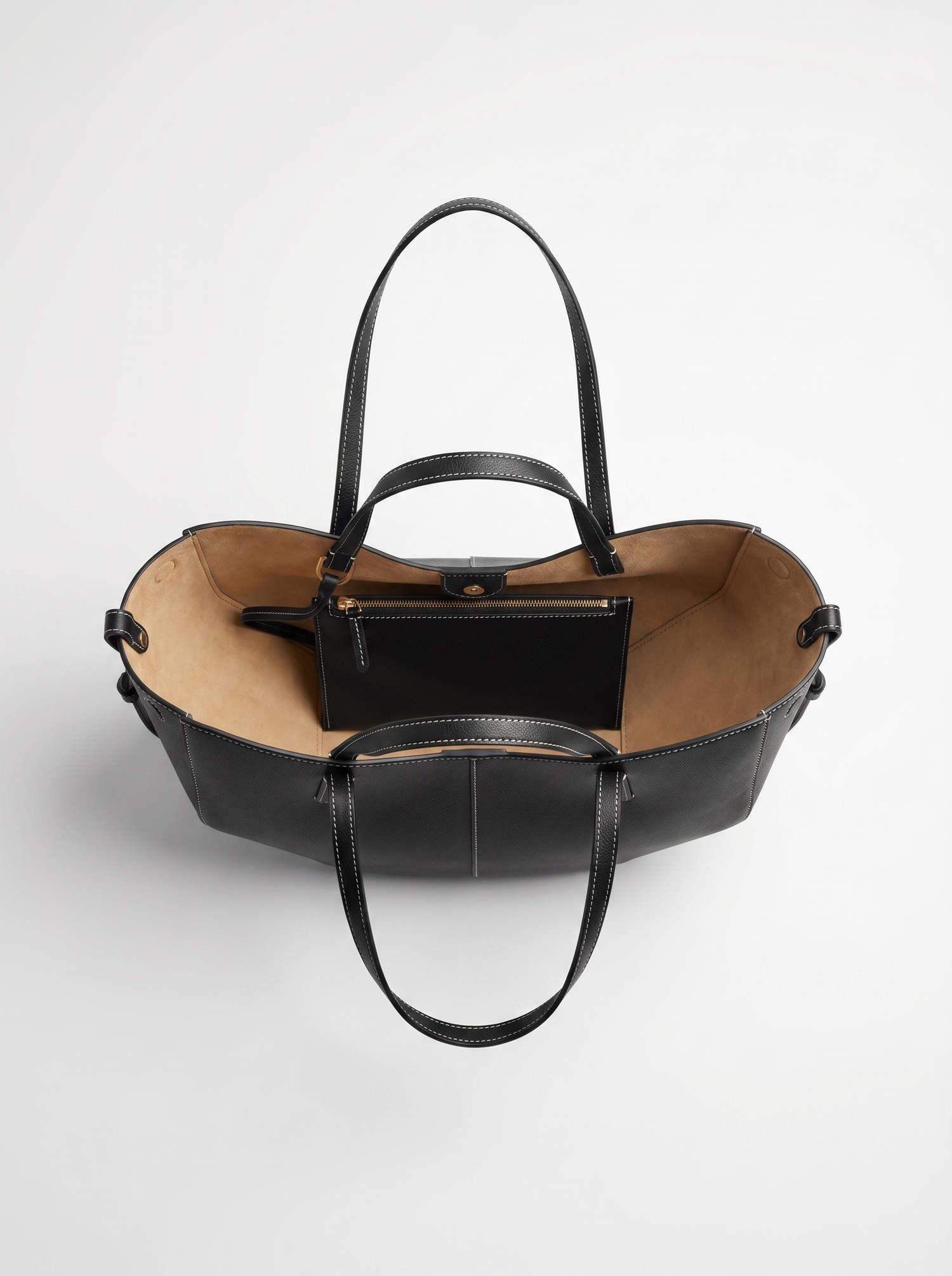SMALL - BLACK WITH OFF-WHITE STITCHING model