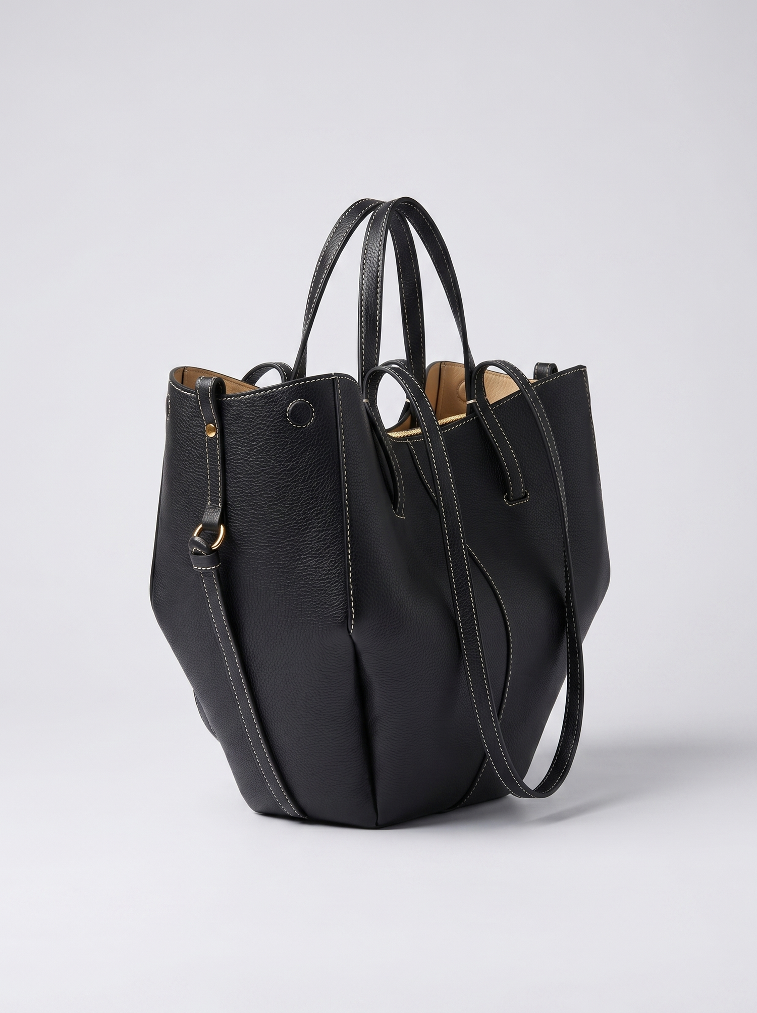 SMALL - BLACK WITH OFF-WHITE STITCHING model