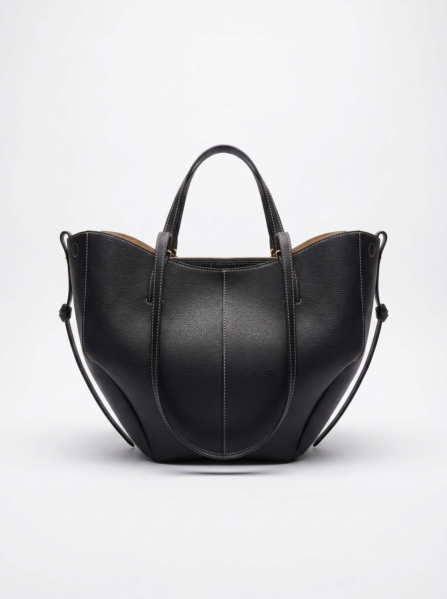 SMALL - BLACK WITH OFF-WHITE STITCHING model